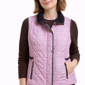Pink and Brown Sleeveless Quilted Vest